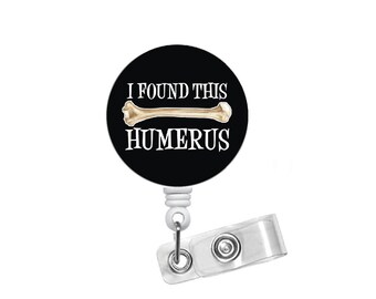 Humerus Badge Black - Ortho Tech Badge - Ortho Nurse Badge - Ortho Doctor Badge - Orthopedic Badge Reels - Male Nurse Badge - Gift for Him