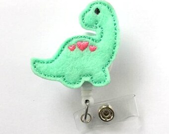 Dinosaur Badge Holder - ID Felt Badge Holder - PICU Badge Reel - Nurses Badge Holder - Animal Badge Reel - Cute Badge Reel - RN - Gift