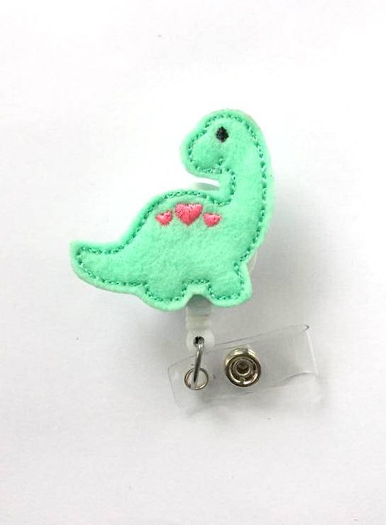 Dinosaur Badge Holder - ID Felt Badge Holder - PICU Badge Reel - Nurses Badge Holder - Animal Badge Reel - Cute Badge Reel - RN - Gift 