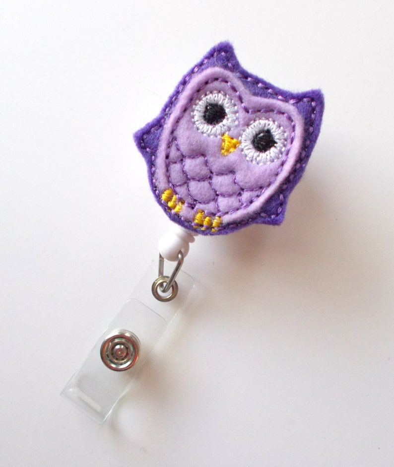 Lilac and Purple Owl Cute Badge Holder Nurses Badge Holder Etsy
