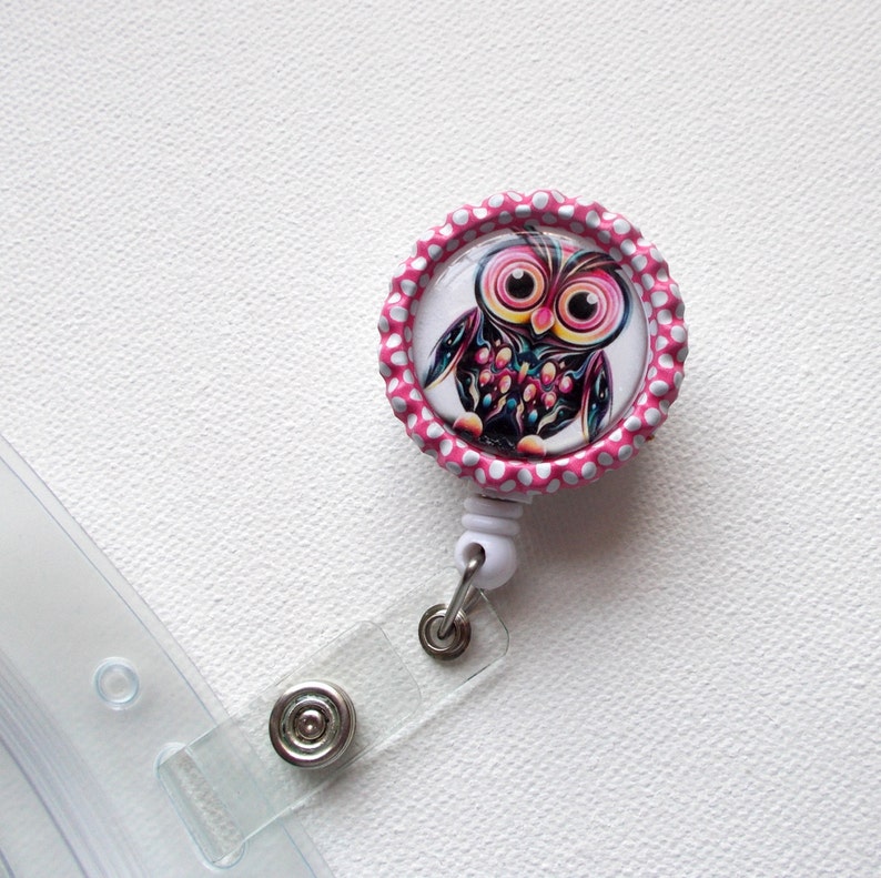 Funky Owl Cute ID Badge Holder ID Badge Reel Name Tag Etsy