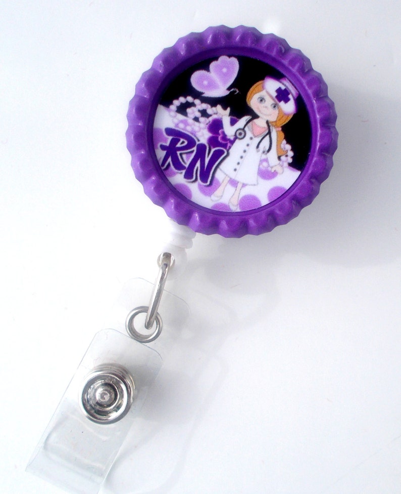 RN Girl Purple Lanyard Badge Nursing Badge Clip RN Badge Etsy