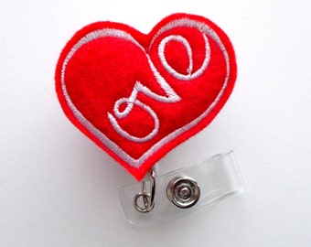 Valentine's Day Red Love Heart - Badge Reel - Nurses Badge Holder - Teacher Badge Clip - Valentine's Day Badge Holder