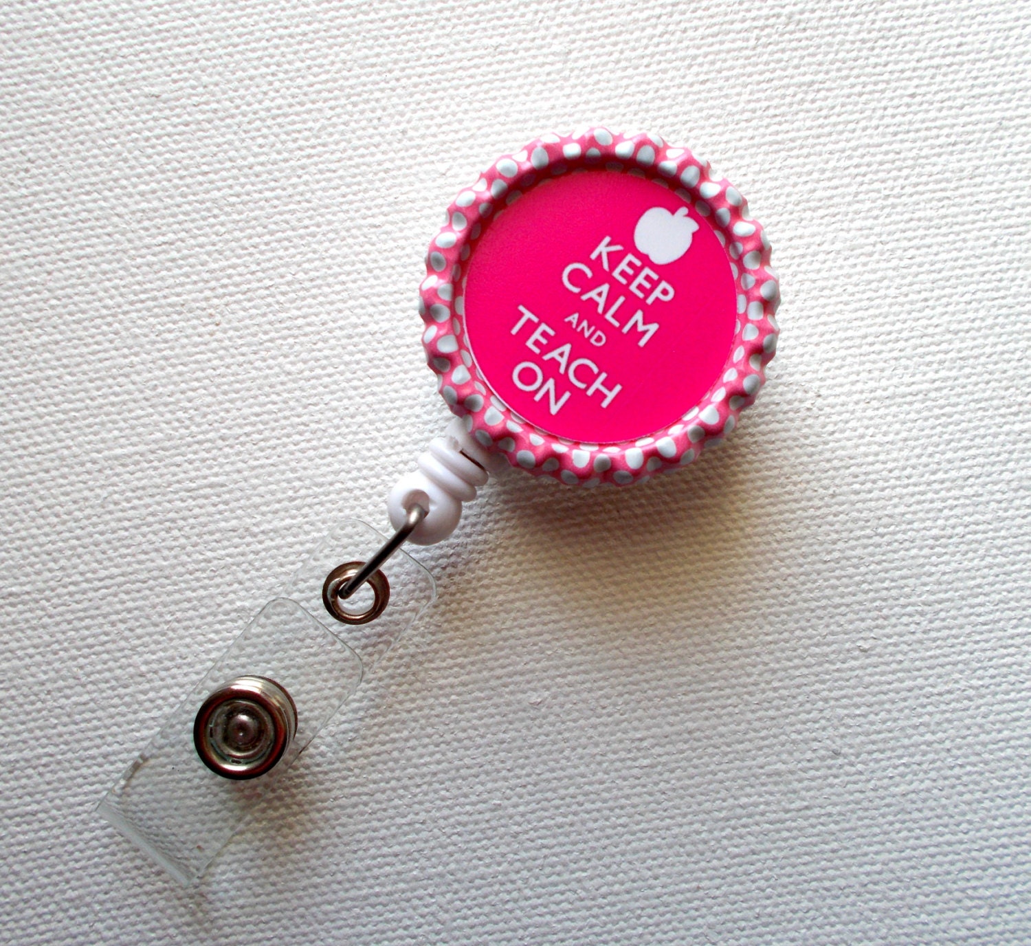 Keep Calm and Teach on Pink Name Badge Holder School Badge Etsy