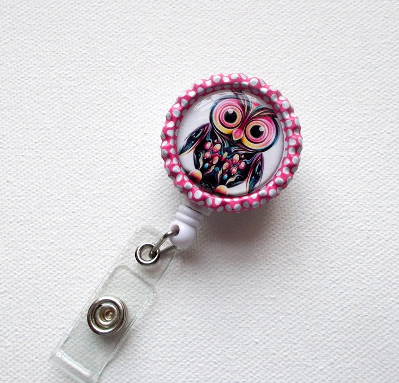 Funky Owl Cute ID Badge Holder ID Badge Reel Name Tag Etsy