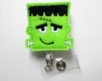 Green Monster - Retractable ID Badge Reel - Name Badge Holder - Nursing Badge - Nurse Badge Holder - Nursing Badge Clip - Felt Badge