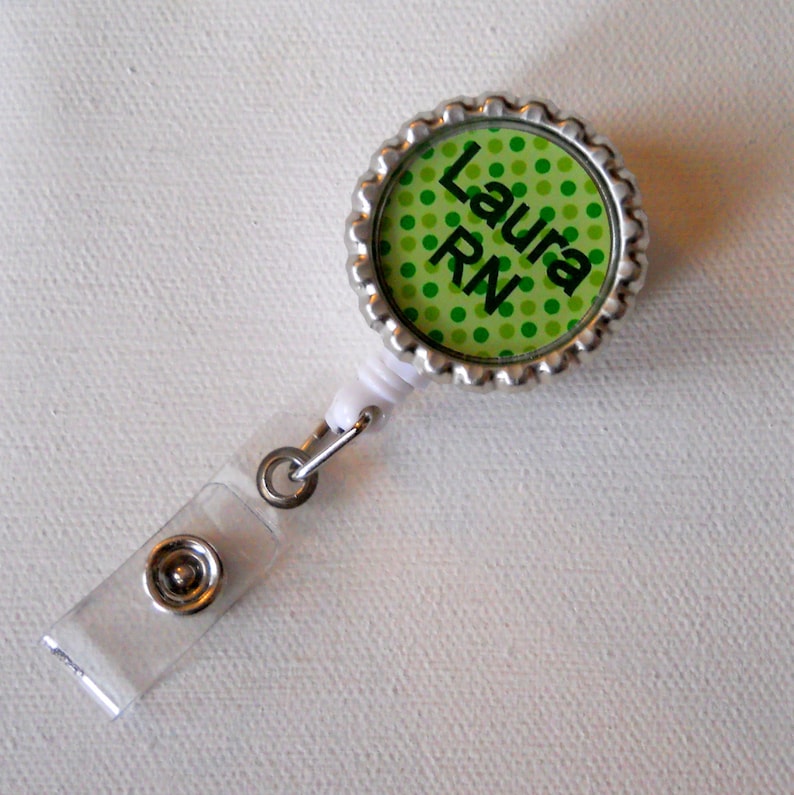 Personalized RN Green Name Badge Holder Fun Badge Reel Etsy