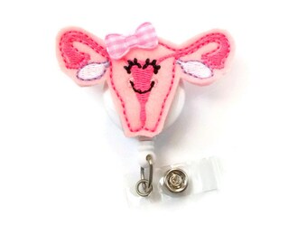 Vera the Uterus - Retractable Badge Reel - Fun Badge Holder - Labor and Delivery Badge - Medical Badge - Felt Badge - OB/GYN Badge