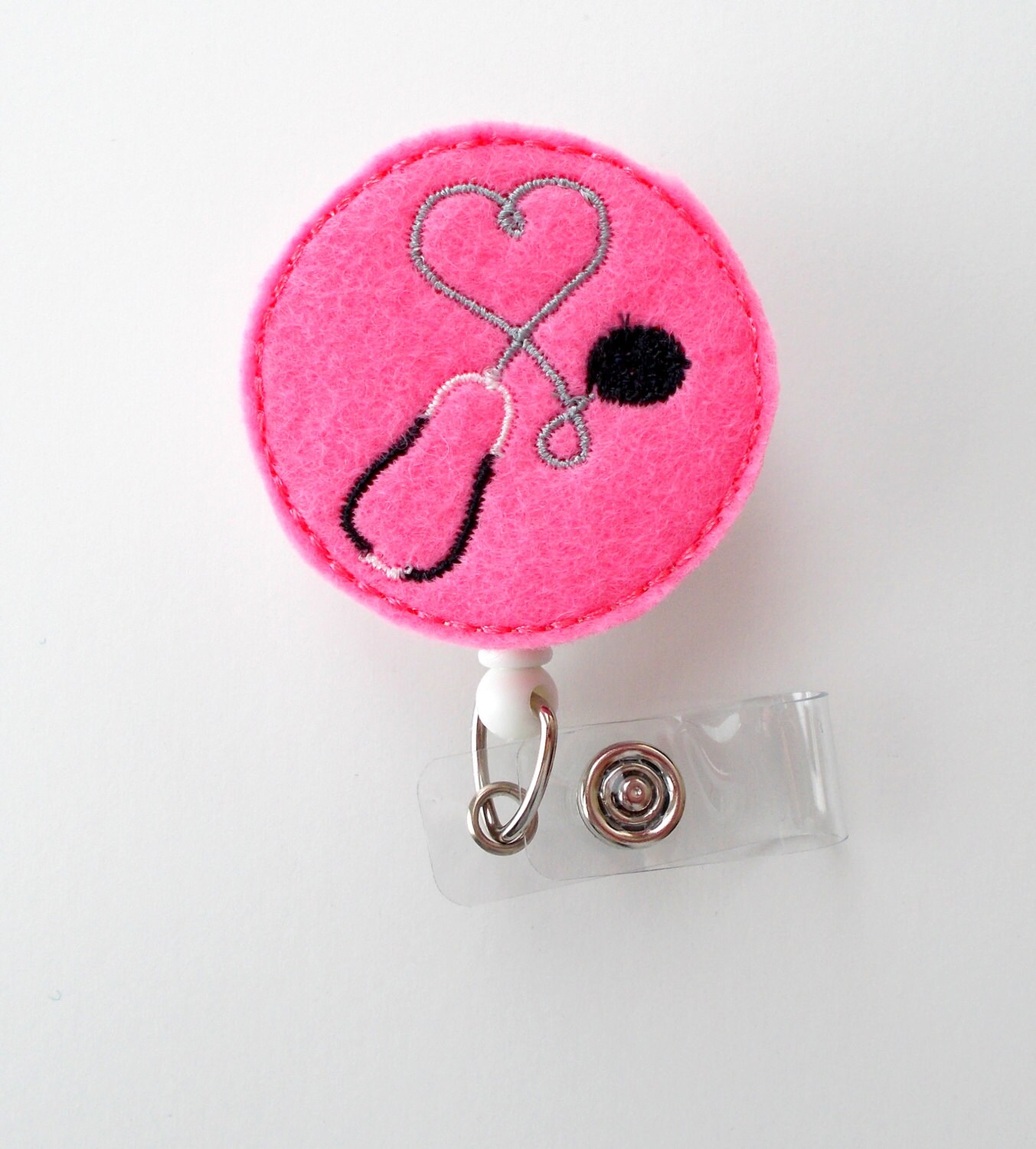 Pink Stethoscope Cute Badge Clip Nurses Badge Holder MD Etsy