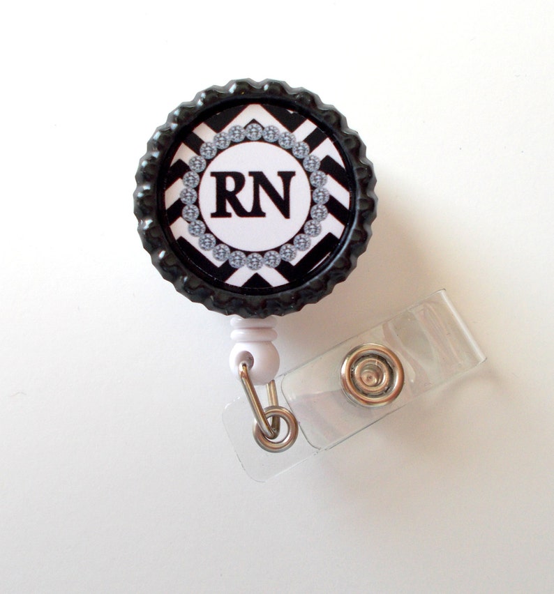 RN Badge Holder Chevron ID Badge Reel Name Tag Badge Etsy