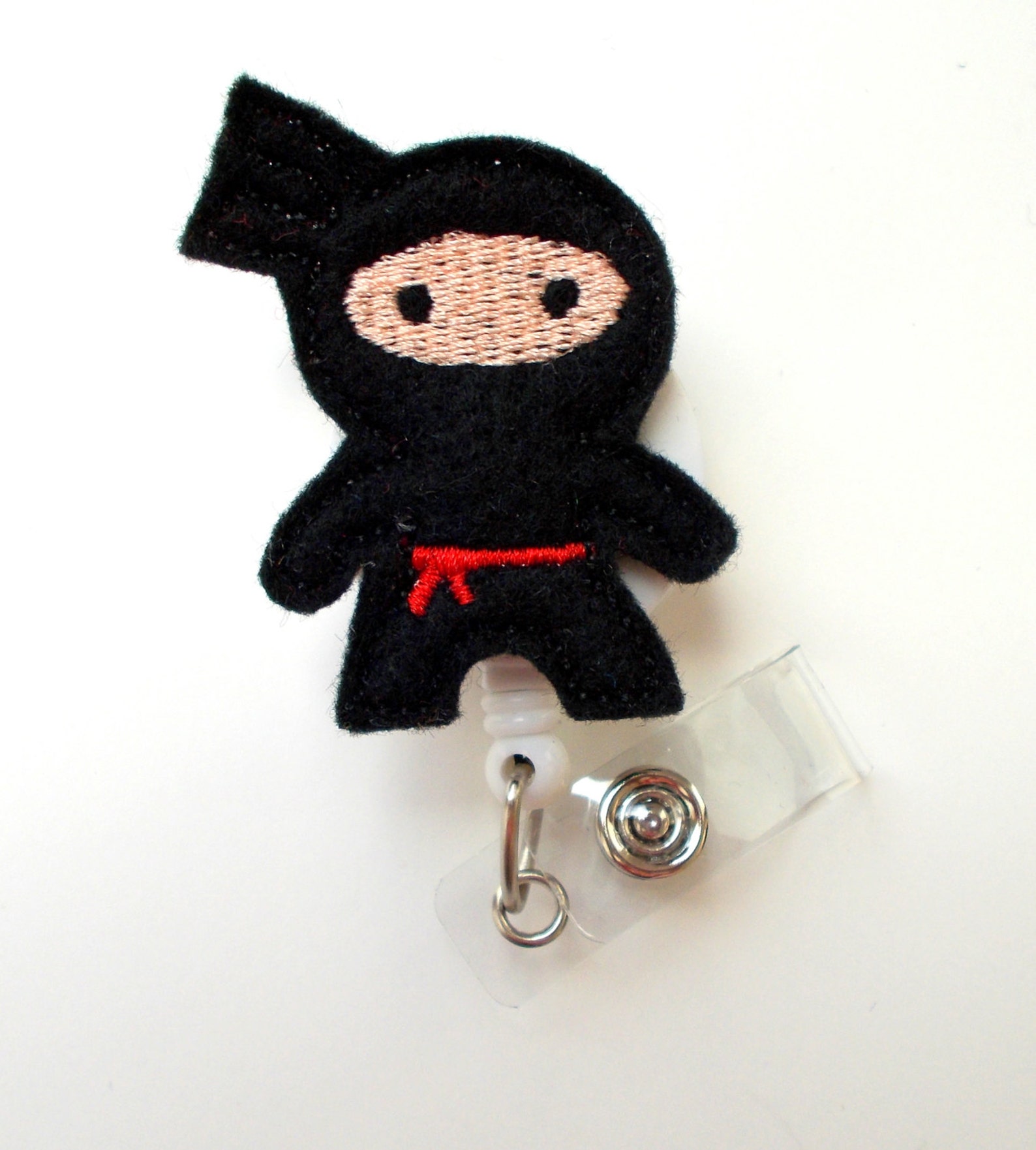 Ninja Black Retractable ID Felt Badge Holder Cute Badge | Etsy