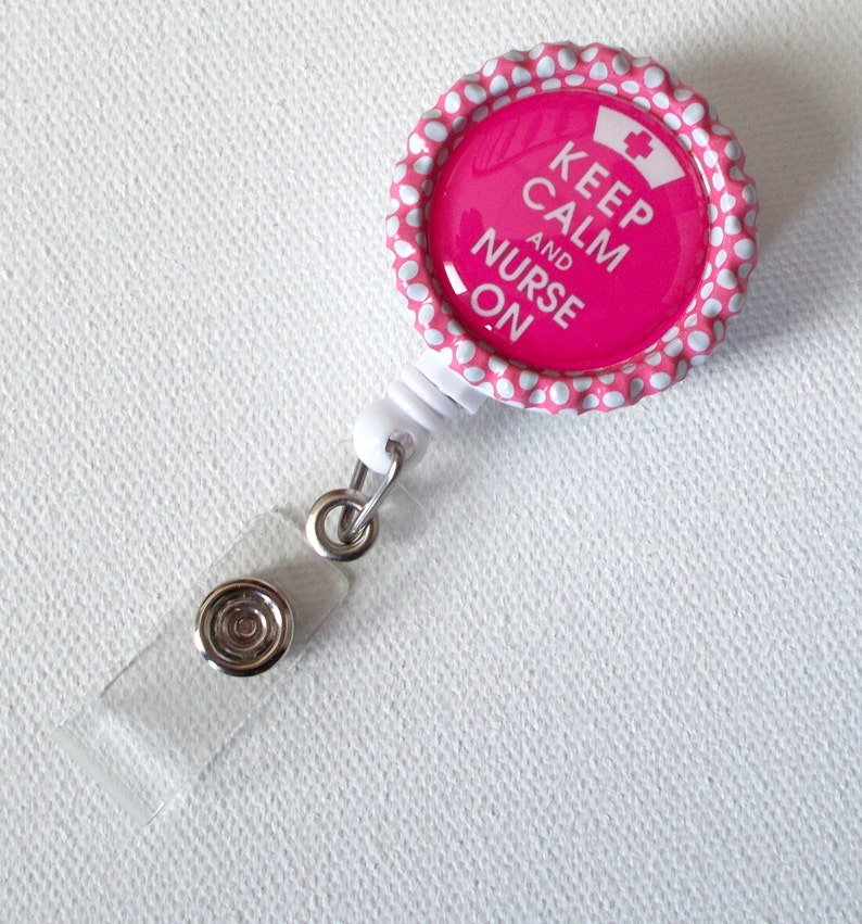 Keep Calm and Nurse on Pink Name Badge Holder Cute Badge Etsy