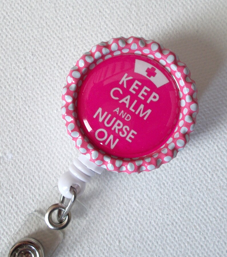Keep Calm and Nurse on Pink Name Badge Holder Cute Badge Etsy