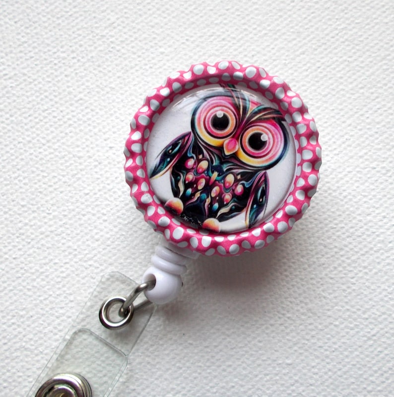 Funky Owl Cute ID Badge Holder ID Badge Reel Name Tag Etsy