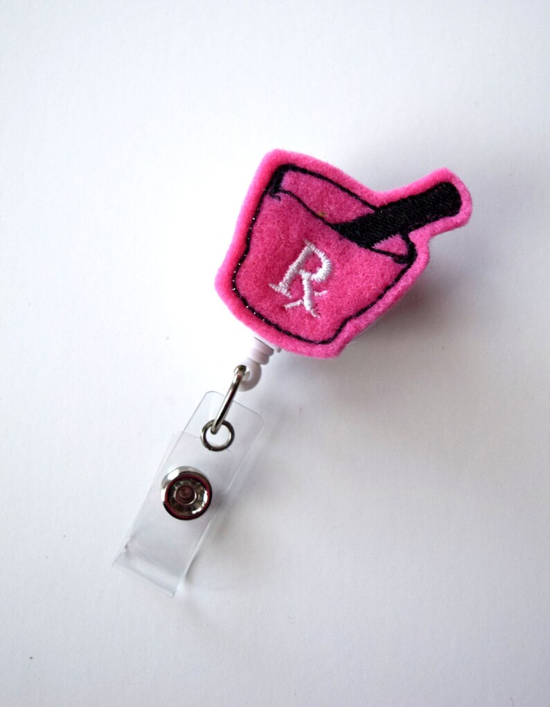 Pink RX Mortar and Pestle Cute Badge Holder RX Badge Etsy