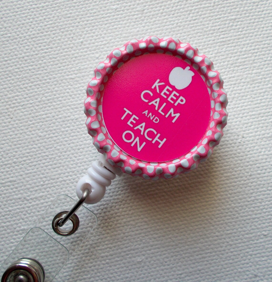 Keep Calm and Teach on Pink Name Badge Holder School Badge Etsy