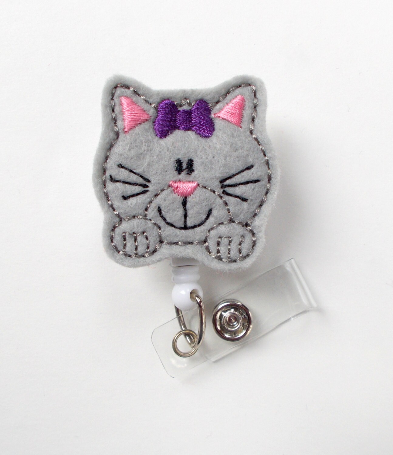 Kitty the Cat Retractable ID Badge Reel Name Badge Holder Etsy