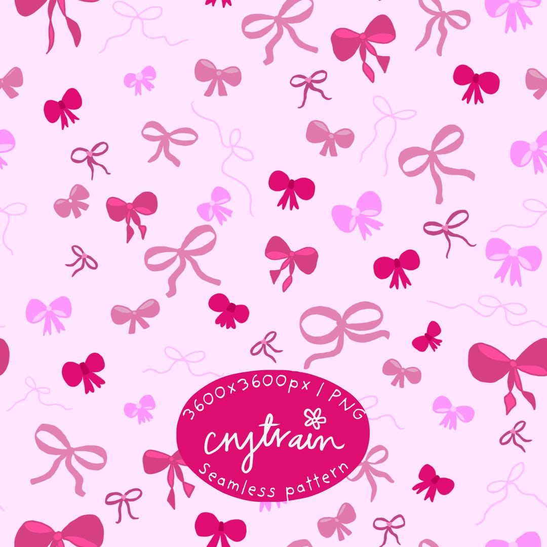 Pink Bow Seamless Pattern, Feminine Coquette Ribbon Digital Paper ...