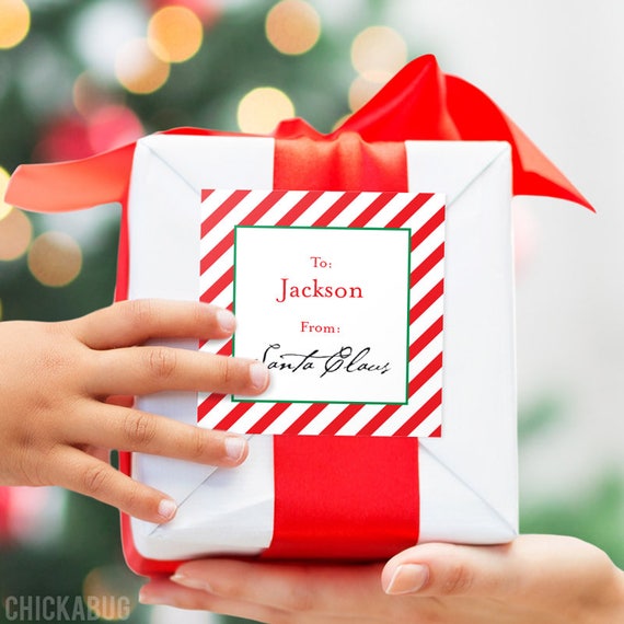 Personalized Christmas Gift Stickers Signed by Santa - Set of 12 Glossy Labels Il_570xn