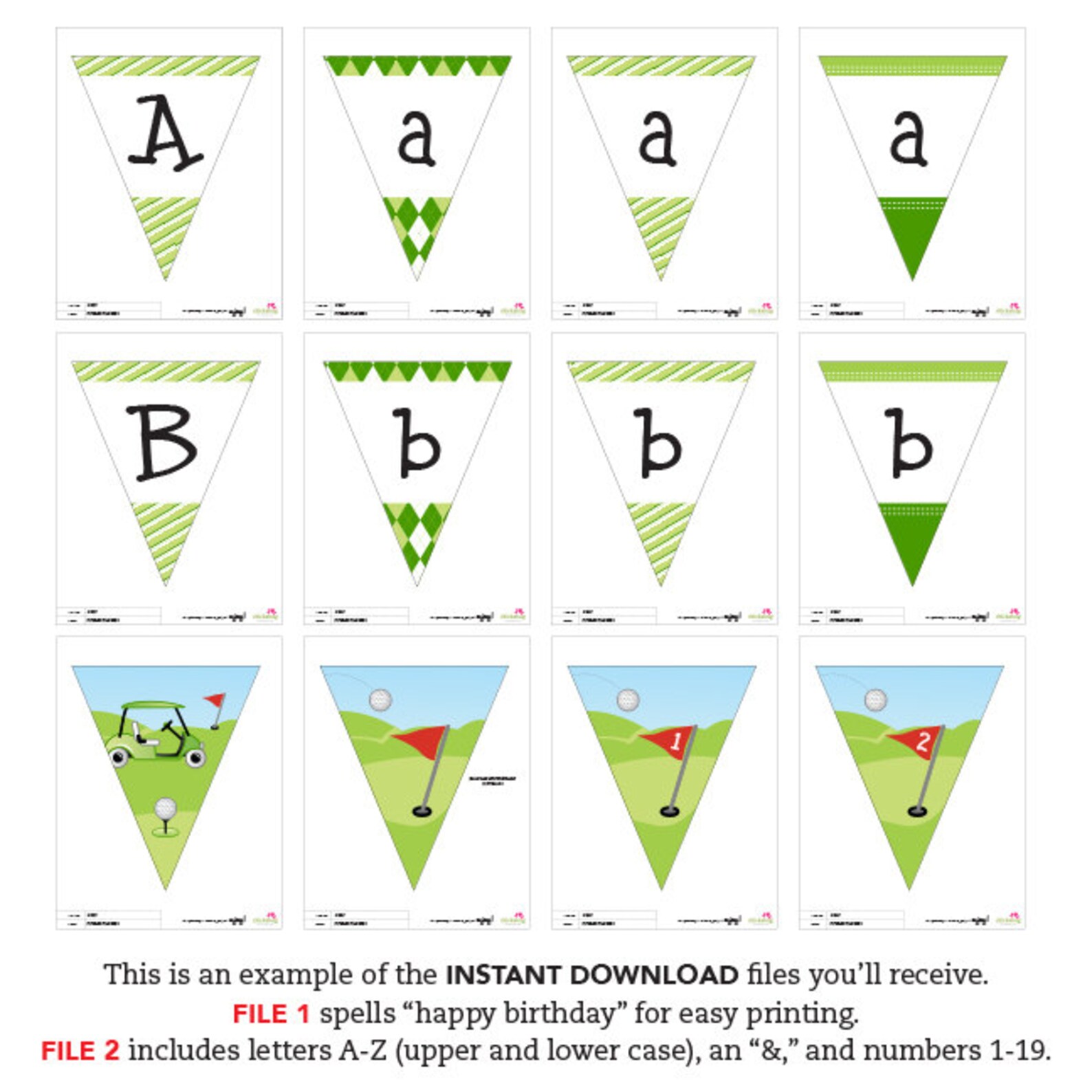 INSTANT DOWNLOAD Golf Party DIY printable pennant banner | Etsy