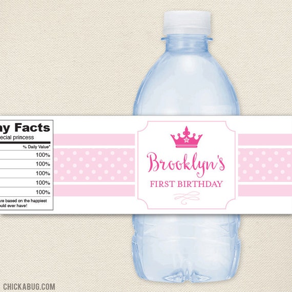 Princess Party - 100% waterproof personalized water bottle labels by Chickabug, LLC | Catch My Party