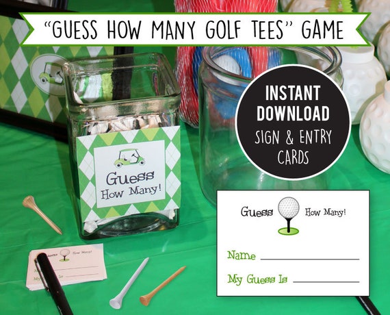 INSTANT DOWNLOAD Golf Party Game - DIY printable "Guess The Number of Golf Tees" golf birthday party game Il_570xn
