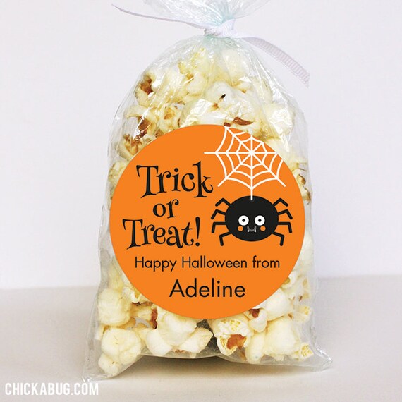 Halloween Stickers - Trick or Treat Spider (Orange) - Sheet of 12 Il_570xn