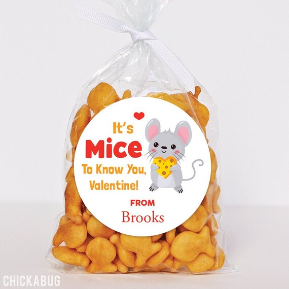 Valentine's Day Stickers - Cute Mouse and Cheese Valentine - It's Mice To Know You, Valentine! - Sheet of 12 Il_570xn