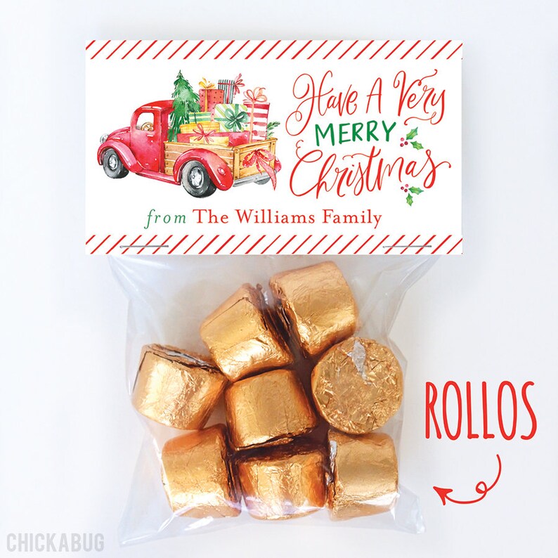Set Of 24 Tags And 24 Candy Bags Vintage Red Truck Christmas Labels Bags Make 24 Gifts Party Supplies Paper Party Supplies Kromasol Com