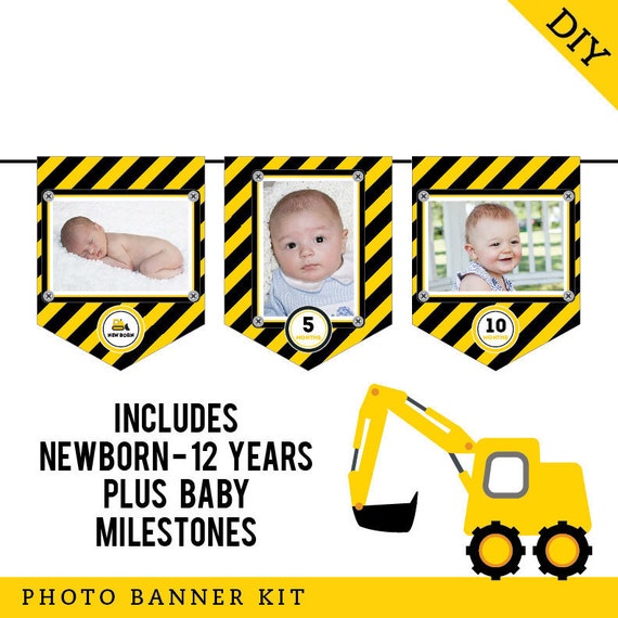 Instant Download Construction Party Diy Printable Photo Banner