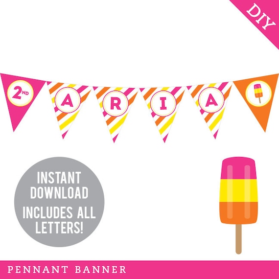 Fast Obtain Popsicle Occasion - Do-it-yourself printable pennant graphic about Printable Pennant Banner identified as Instantaneous Obtain Popsicle Celebration - Do it yourself printable pennant