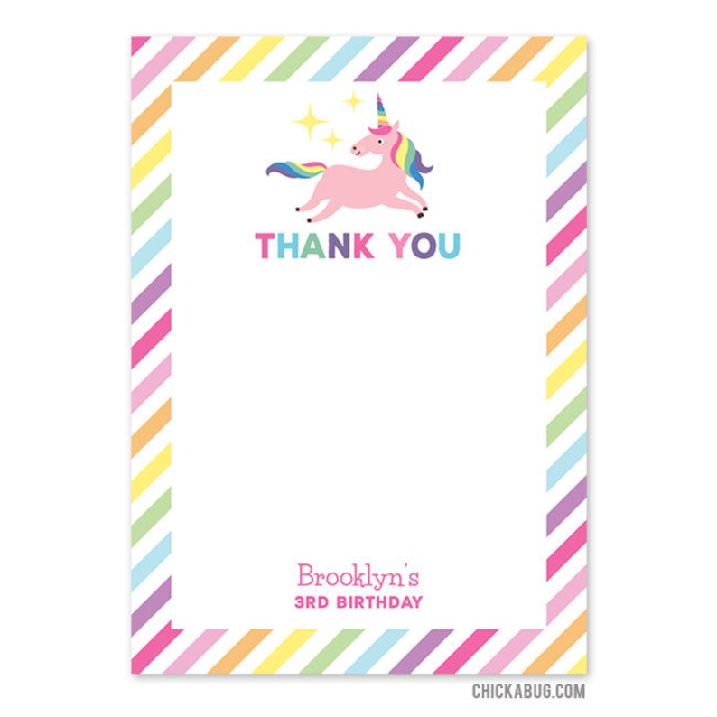 unicorn party thank you cards diy printable unicorn birthday etsy