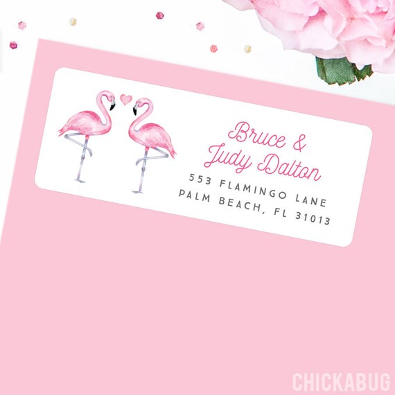 Flamingo Couple Address Labels - Set of 30 Il_570xn