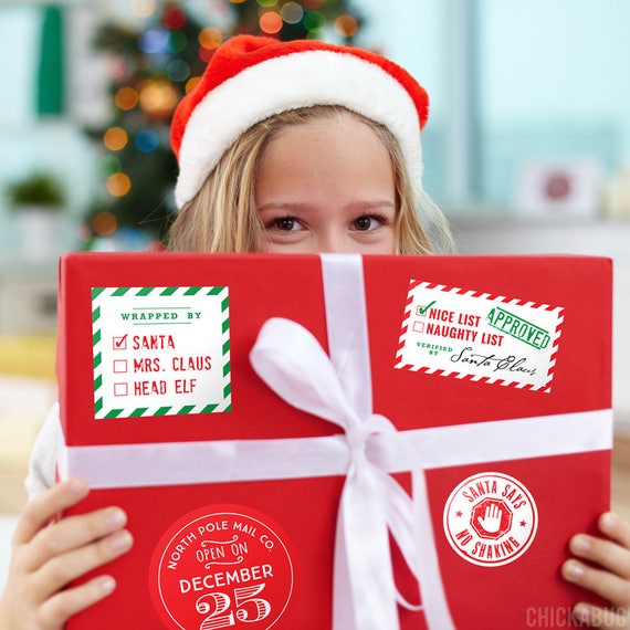 Santa's Workshop Gift Stickers - Set of 14 Il_570xn