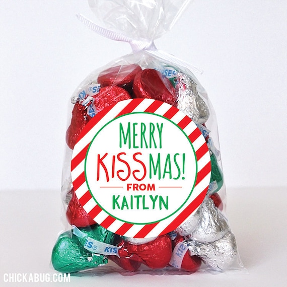 Christmas Stickers - Merry KISSmas! - Sheet of 12 Il_570xn