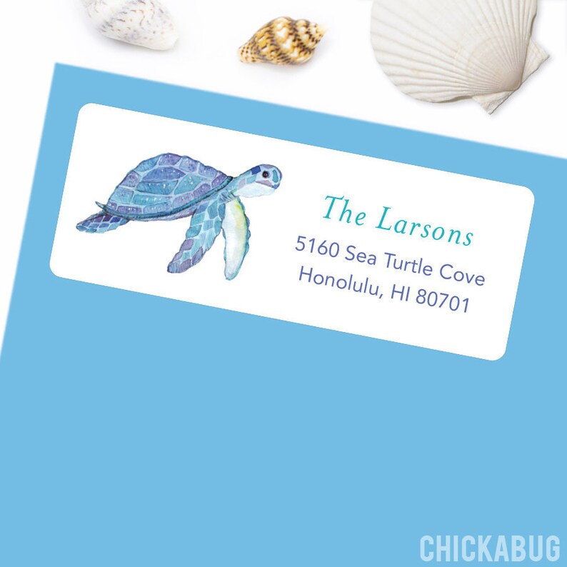 Sea Turtle Address Labels Set of 30 Etsy
