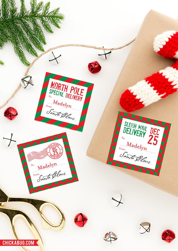 Personalized Christmas Gift Stickers - Special Delivery Stickers Signed by Santa - Set of 12 Glossy Labels Il_570xn
