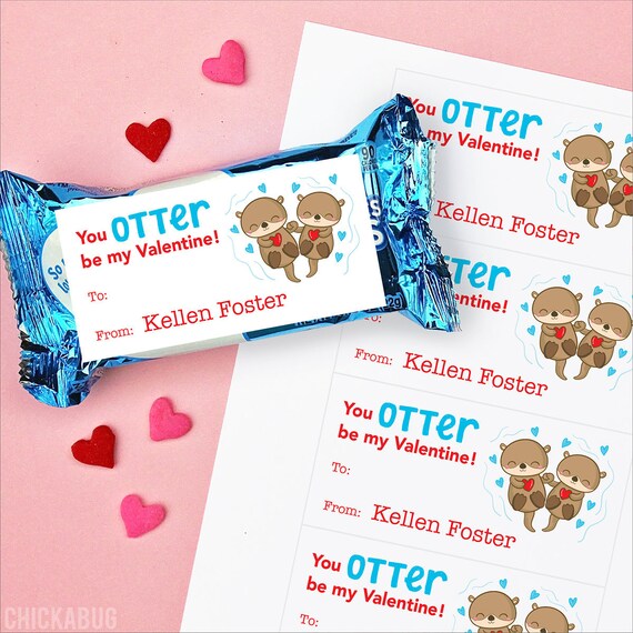 Valentine's Day Stickers - "You OTTER Be My Valentine!" - Sheet of 14 Il_570xn