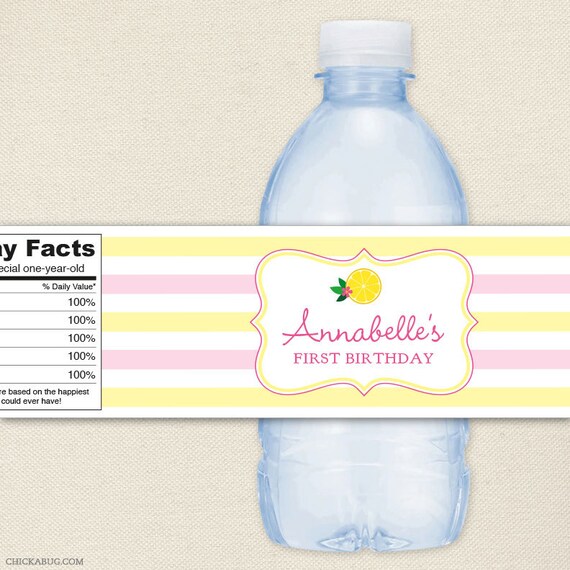 pink lemonade party water bottle labels 100 waterproof by chickabug