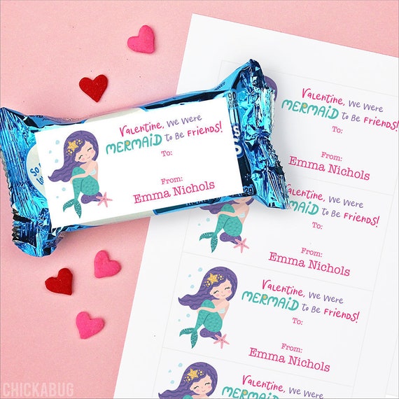 Valentine's Day Stickers - Mermaid Valentines - Valentine, We Were Mermaid To Be Friends! - Sheet of 14 Il_570xn