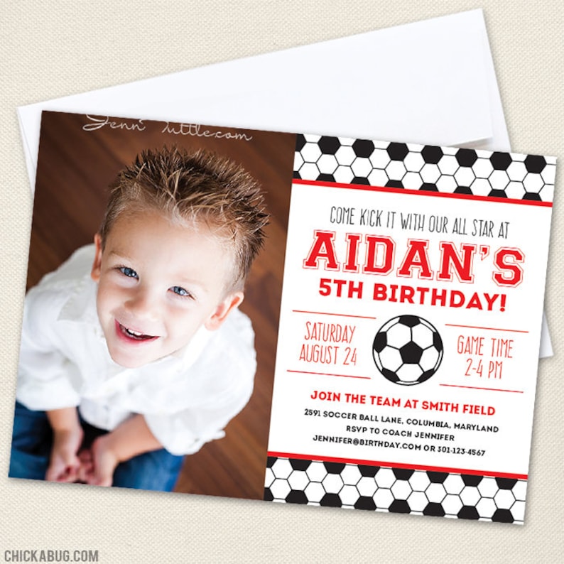 CHOOSE A COLOR Soccer Party Photo Invitations DIY Printable Soccer Birthday Invitations