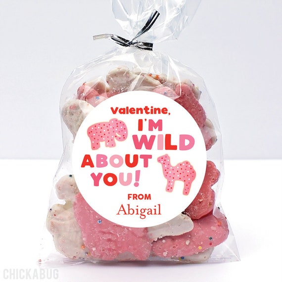 Valentine's Day Stickers - Animal Crackers - Valentine, I'm WILD About You! - Sheet of 12 Il_570xn
