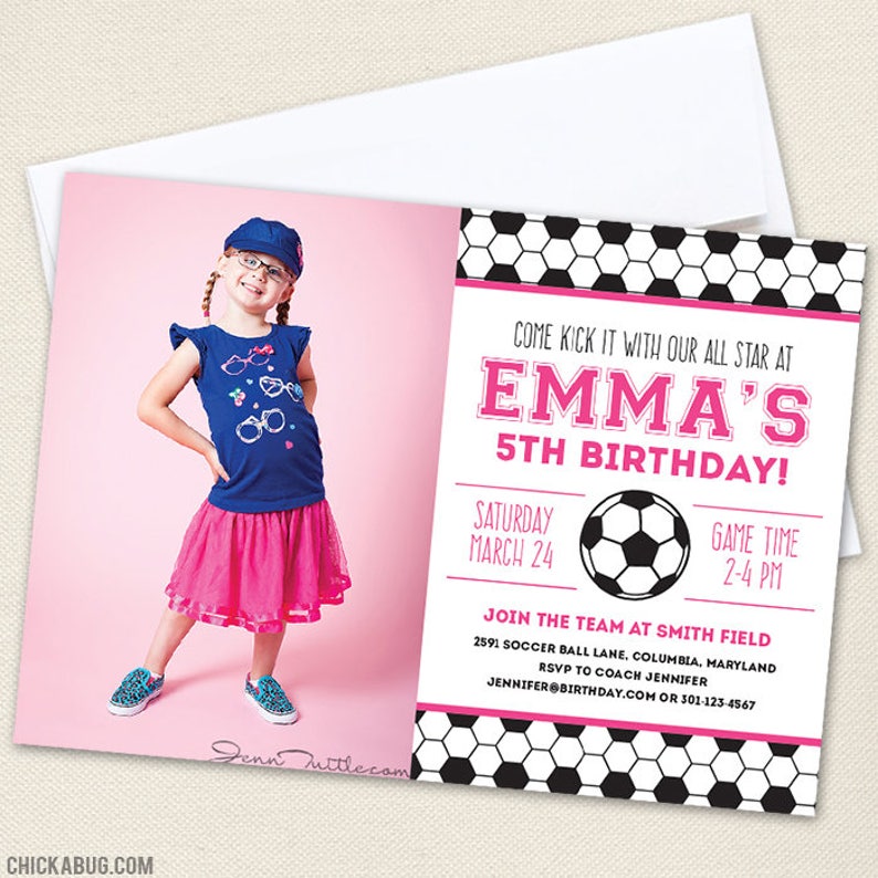 CHOOSE A COLOR Soccer Party Photo Invitations DIY Printable Soccer Birthday Invitations