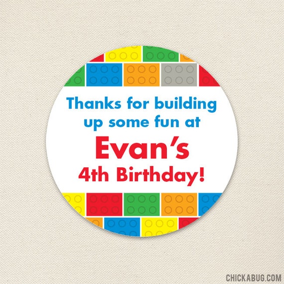 Building Bricks Party - Custom Favor Stickers - Sheet of 12 Il_570xn