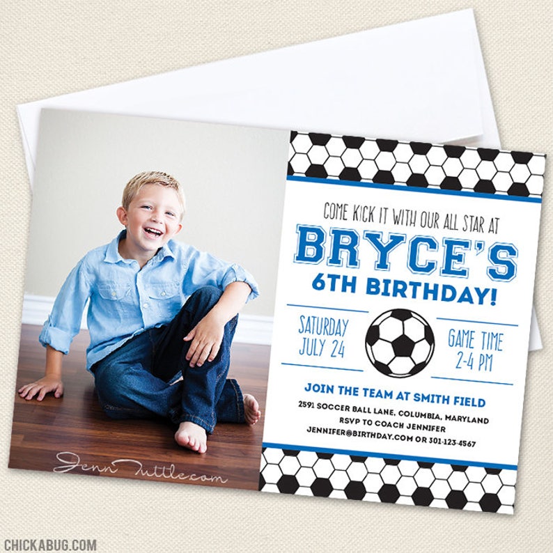 CHOOSE A COLOR Soccer Party Photo Invitations DIY Printable Soccer Birthday Invitations