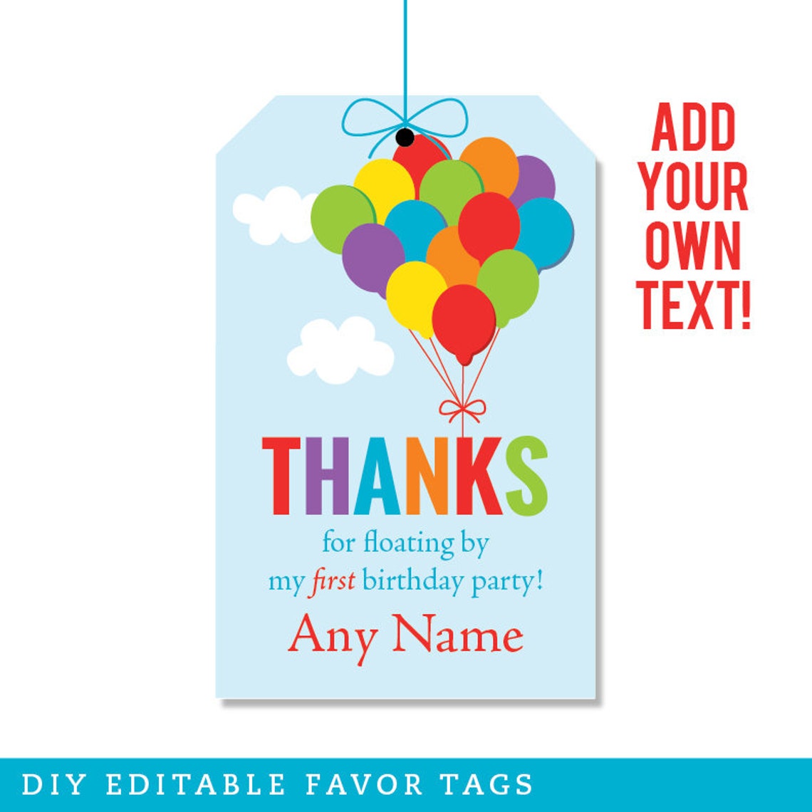 EDITABLE INSTANT DOWNLOAD Balloons Favor Tags Editable | Etsy