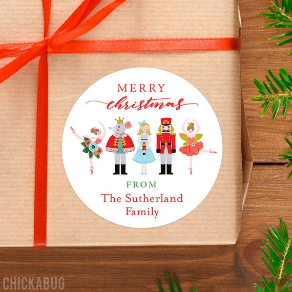 Christmas Stickers - Personalized Gift Labels - Nutcracker Ballet - Sheet of 12 Il_570xn