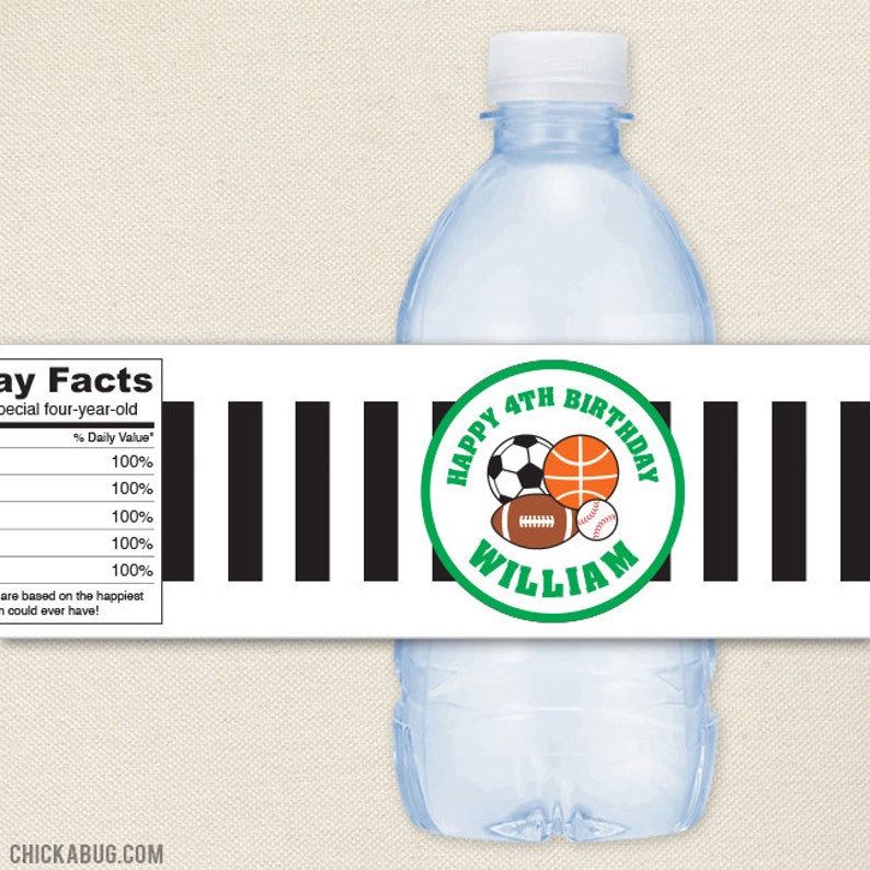 Fire Truck Stars and Stripes Birthday Personalized Waterproof Water Bottle Labels