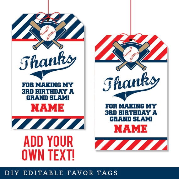 editable instant download baseball party favor tags editable
