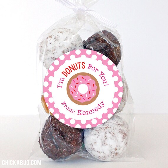 Valentine's Day Stickers - Pink Donut - Sheet of 12 Il_570xn